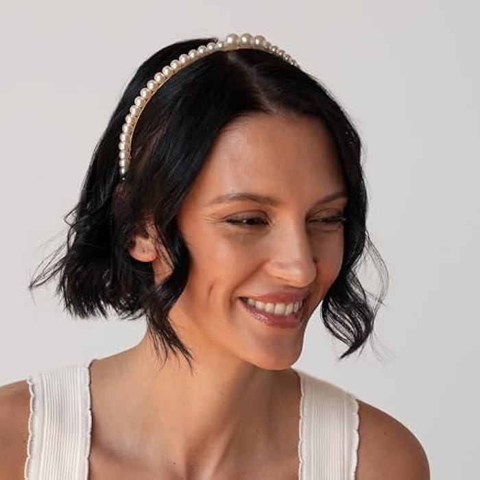 L. Erickson Pearl Headband, 2-Pack - Cream Pearl | Gold - Image 3